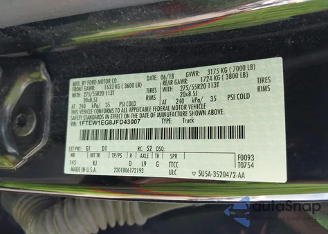 2018 Ford F-150 King Ranch из США, поврежденный, VIN 1FTEW1EG8JFD43007